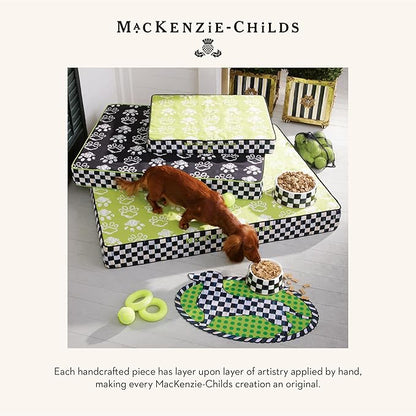MACKENZIE-CHILDS Pet Bowl, Cute Cat and Dog Bowl for Food and Water, Black-and-White Courtly Check, Large