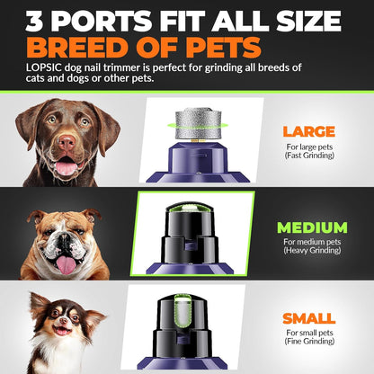 Dog Nail Grinder with 2 LED Lights Powerful 2 Speeds Super Quiet Dog Nail Trimmers with 3 Grinding Wheels Rechargeable Pet Dog Nail Clippers for Large Medium Puppy Dogs Dog Nail File Cat Nail Clipper