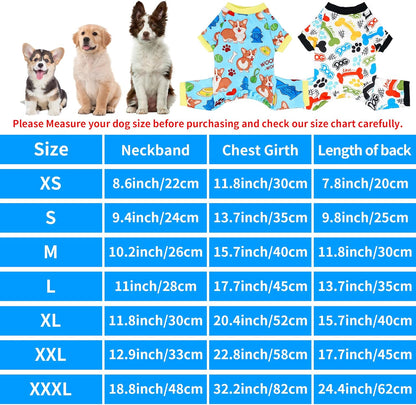 2PCS Dog Pajamas for Large Sized Dog Pjs Clothes Puppy Onesies Outfits Pet Jammies Boy Girl Male Female Apparel Soft Strechy Paw Bone Print L