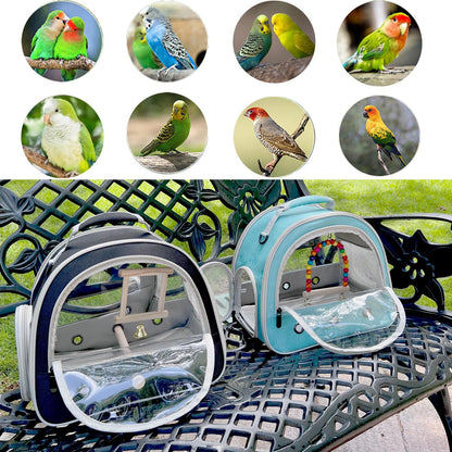 Portable Parrot Travel Cage Carrier with Small Swing Toy&Cage Colorful Toys Set Small Bird Parakeet Bag with Standing Perch Bird Carry Transport Bag (Green, Carreir/Swing)