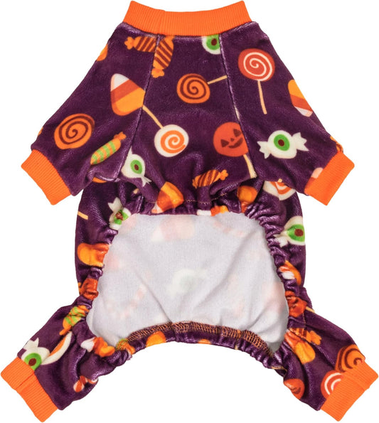 Fitwarm Halloween Candy Dog Pajamas, Funny Costumes for Small Dogs Boy Girl, Pet Outfit, Purple, Orange, Medium