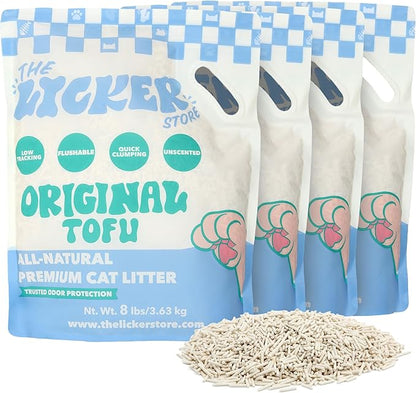 CLR3008A-SET4 Ultra Absorbent Fast Clumping, Flushable, Natural Ingredient, Odor Control, Low Dust and Low Tracking Tofu Cat Litter, 8 LBS x 4 Bags