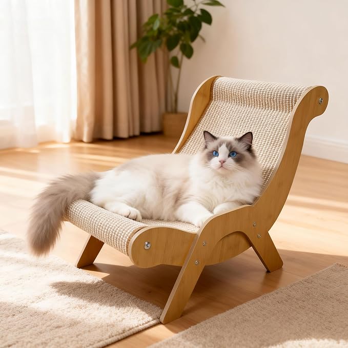 Extra Large Sisal Cat Scratcher–Indoor Cat-Specific Bed & Scratching Pad Combo Lounger,Durable Scratching Mat,Non-Shedding Material