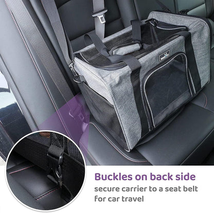 Dog Carriers for Small Dogs, Cat Carrier Travel, Expandable, Collapsible, 900D High Density Oxford Cloth, Wear-Resisting, Anti Tearing, Reflective Tape,Safety Lock Zipper