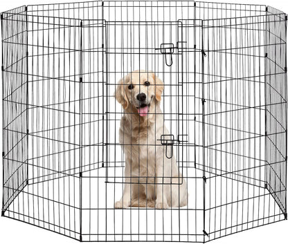 8-Panel Tall Dog Playpen Crate Fence Pet Kennel Play Pen Exercise Cage, 42-Inch, Black
