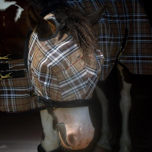 Kensington UV Fly Mask with Fleece Trim - Protective Mask with Dual Ear Opening Size: XXL Color: 121-Deluxe Black