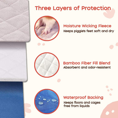 GuineaDad Premium Liner – Fleece Guinea Pig Cage Liner – Ultra-Plush Reusable Fleece Bedding with Waterproof Bottom – Extra Absorbent Liner for 2x4 C&C Cage (Rainy Day)