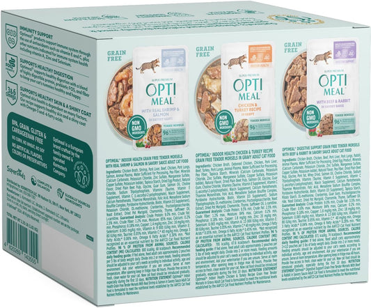 Optimeal Wet Cat Food Variety Pack - Grain Free Tender Morsels, High Protein Premium Nutrition Made with Natural European Quality Ingredients, Chicken, Adult Wet Cat Food Pouches - 12 Pack (3oz Each)