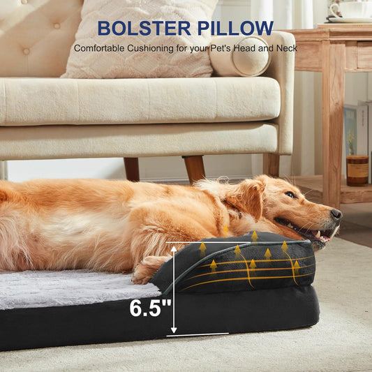 FURTIME Orthopedic Dog Bed for Small Dogs - Washable Dog Sofa Beds Small, Supportive Foam Pet Couch Bed with Removable Washable Cover, Waterproof Lining and Nonskid Bottom, Black
