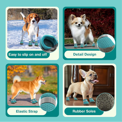 Small Dog Shoes, Breathable Puppy Boots & Paw Protectors for Winter Snow, Summer Hot Pavement, Dog Booties with Anti-Slip Rubber Soles for Hardwood Floors Lake Blue Size 5