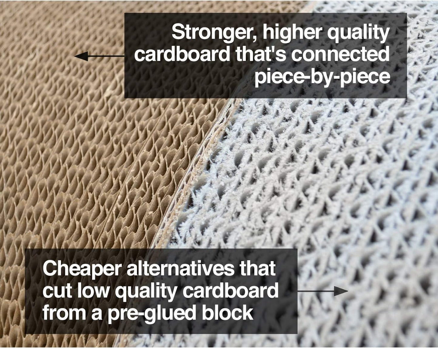 PetFusion Jumbo Cat Scratcher Lounge, White. 39 x 11 x 14 inch 4 Cardboard Scratching Surfaces and 2 Levels, Scratch, Play, Perch, and Hide100% Recyclable Cardboard Cat Lounge