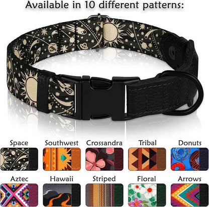 AirTag Dog Collar with Metal Buckle - Printed Nylon Soft Leather Dog Collar with Apple AirTag Holder - Secure Tracking GPS Pet Collars for Girl Boy Small Large Dogs (XL, 20"-25" Neck Fit, Space)