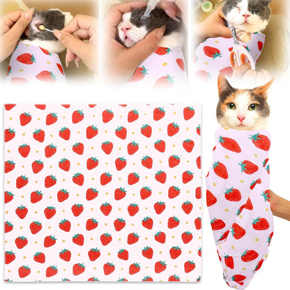 XANGNIER Cat Wrap for Grooming,Cat Restraint Wrap for Cutting Nails,Fabric Burrito Wrap for Nail Clipping, Anti-Scratch, Anti-Escape,Multifunctional Swaddle Wrap Pet Tool (20.8 x 20.8 Inch)