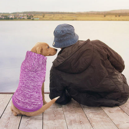 Dog Sweaters for Large Dogs Hoodie Fleece Dog Sweater Soft Clothes Sweatshirt with Pocket Hoodie for Large Dogs(Purple&L)