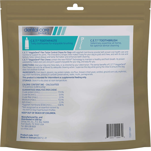 Virbac C.E.T. VEGGIEDENT Flex Tartar Control Chews for Dogs - Medium