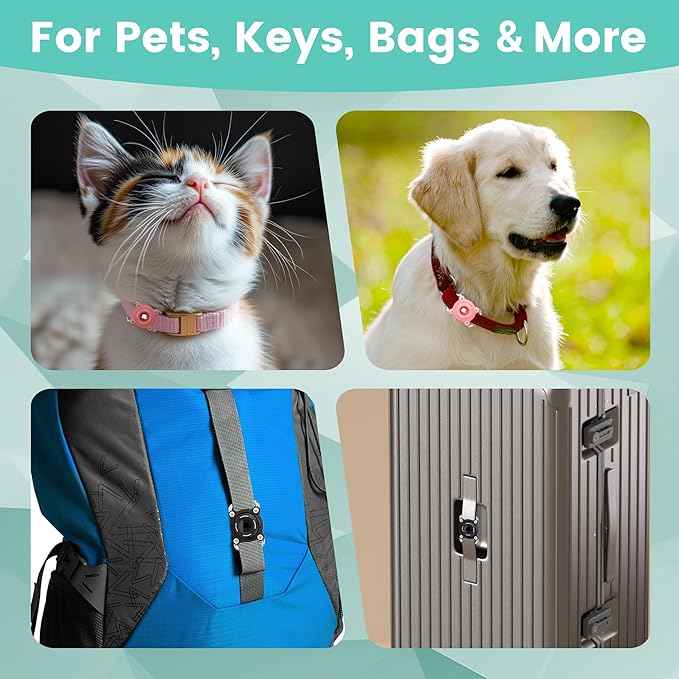 Waterproof Dog Collar Holder for Airtag Pink – Ultra-Durable, Shockproof Case for Pets Compatible with Apple AirTag(Not Included), Anti-Loss Tracker Cover for Dogs & Cats