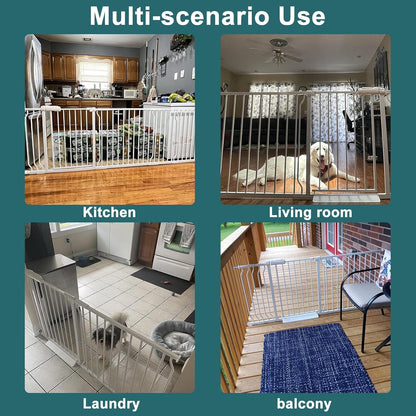 ALLAIBB Extra Wide Pressure Mounted Baby Gate Walk Through Child Kids Safety Toddler White Long Large Pet Dog Gates with Extension for doorways Kitchen and Living Room (57.48-62.20"/146-158cm)