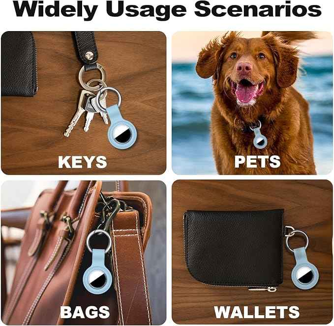 Case for AirTag 2nd Gen (2026) & 1st Gen, Silicone Holder Keychain Key Ring, Protective Cover for Apple for Air Tags, GPS Finder Accessories for Bags, Pets, Kids, Luggage, Grey Blue