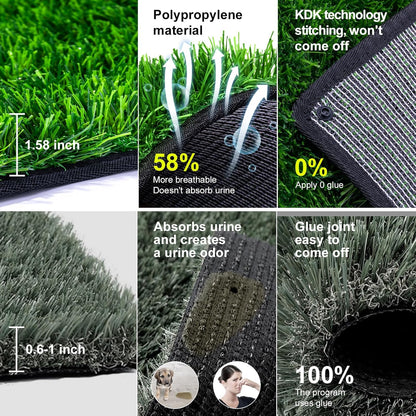Pee Pads for Dogs with Fake Grass, 32" x 24" Indoor Artificial Grass for Dogs Potty, Lawn Pee Pads for Doggie Washable, Reusable and Lawn for Replacement, Puppy Training Litter Box for Outdoor Patio
