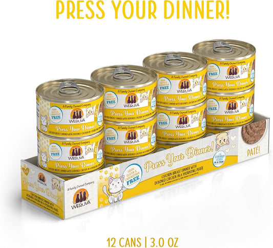 Weruva Classic Cat Paté, Press Your Dinner with Chicken, 3oz Can (Pack of 12)
