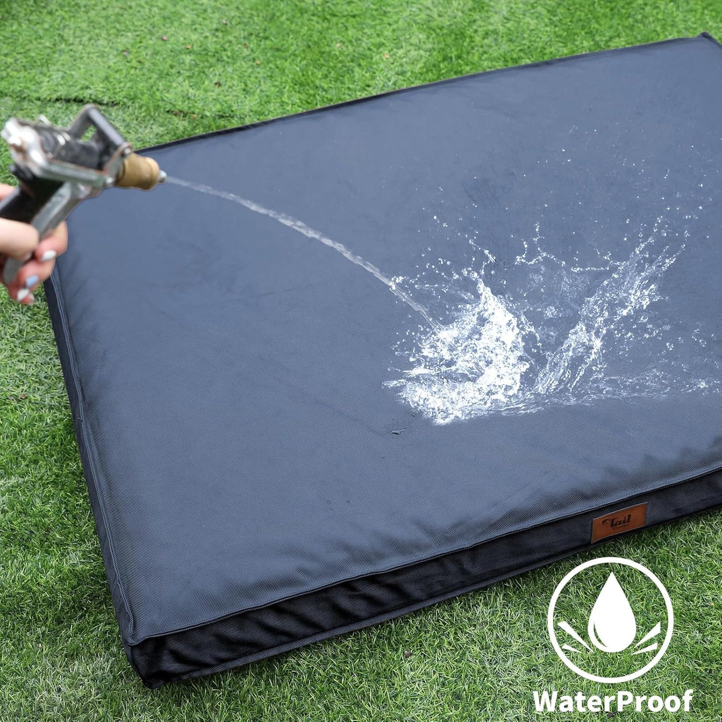 Outdoor Extra Large Dog Bed, Jumbo Waterproof Dog Bed for Large Dogs, Orthopedic Egg Foam Pet Bed Mat with Removable Oxford Cooling Cover, Navy