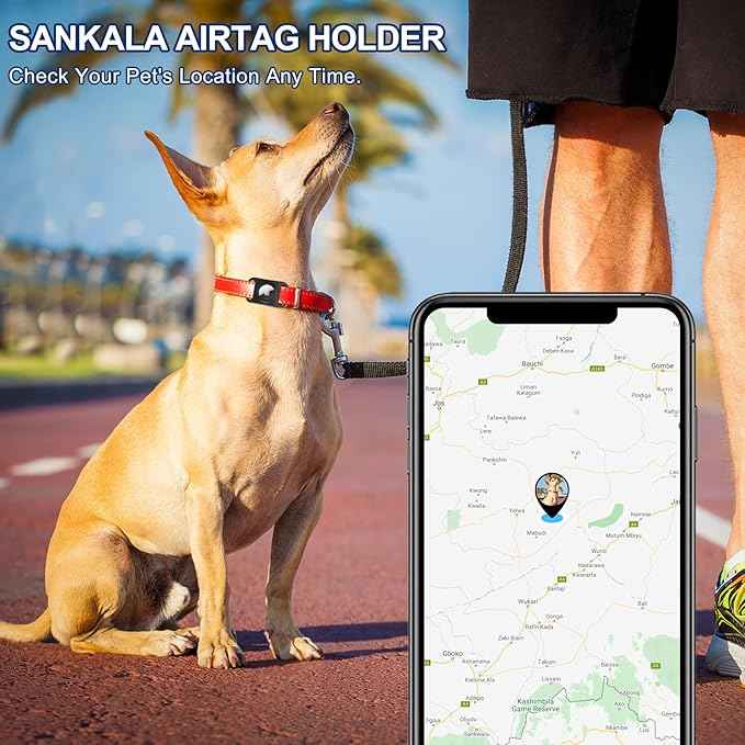 SANKALA Airtag Dog Collar Holder, [2 Pack] Waterproof Airtag Holder for Dog Collar, TPU & Silicone Full Body Covered Apple Airtag Case for Dog Collar, Airtag Protective Cover for Pet Collar, Black