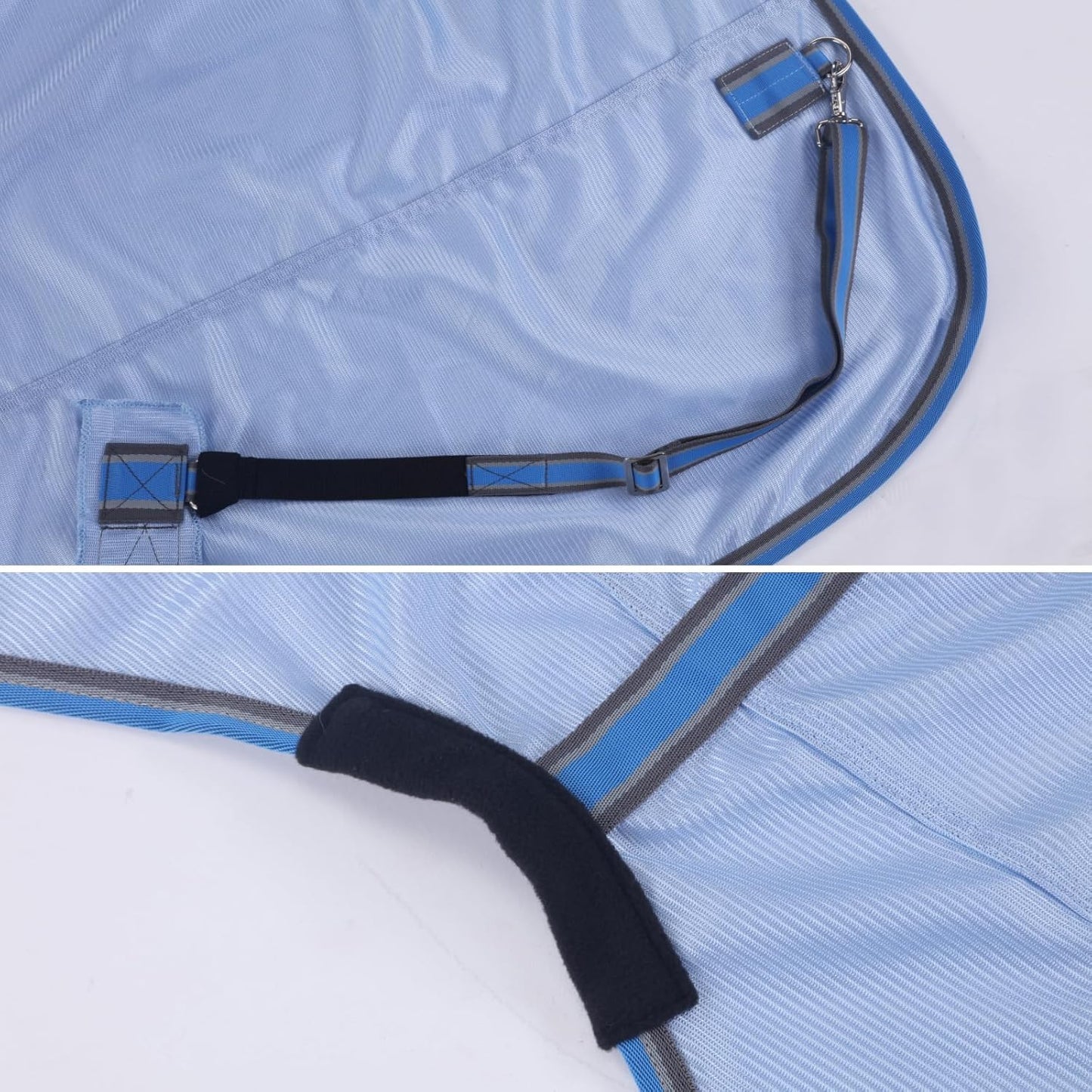Horse Fly Sheet, Standard Neck Comfy Mesh Fly Sheet for Horses, Equine Summer Sheets UV-Protective Lightblue 84