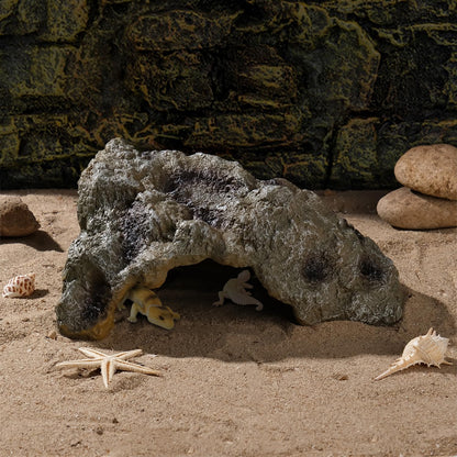 IBWell Resin Leopard Gecko Hide, True to Nature Reptile Rock for Bearded Dragon Hideout Snake Hides for Ball Pythons, Tortoise House Terrarium DÉCor - Large