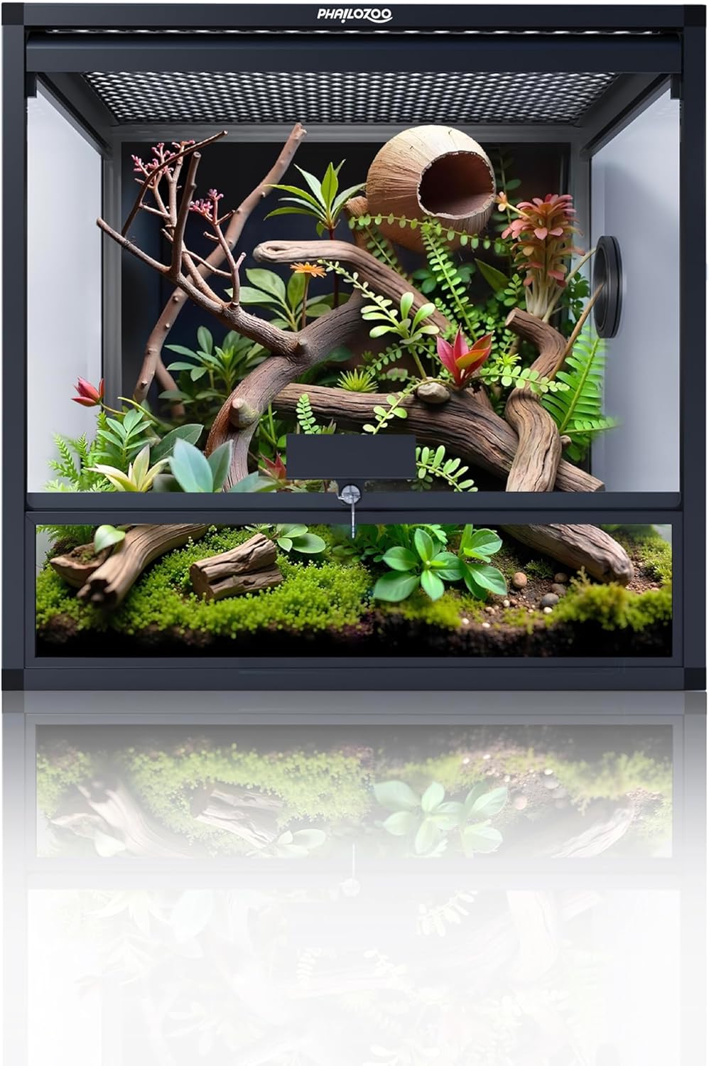 MagicCube 18'' x 18'' x 18'' Reptile Tank with Lock, 24 Gallon Reptile Terrarium with Flip-Up Tempered Glass Door, Top Screen Ventilation for Leopard Gecko - Bottom Not Leakproof - Pawvie