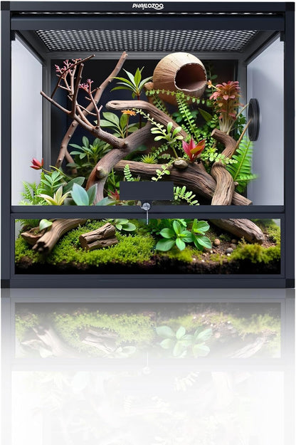 MagicCube 18'' x 18'' x 18'' Reptile Tank with Lock, 24 Gallon Reptile Terrarium with Flip-Up Tempered Glass Door, Top Screen Ventilation for Leopard Gecko - Bottom Not Leakproof - Pawvie