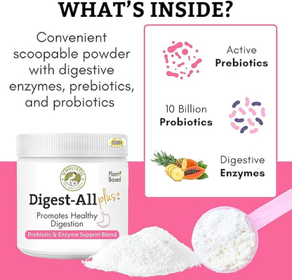Wholistic Pet Organics Probiotics for Dogs with Digestive Enzymes & Prebiotic Fiber - 8 Oz - Daily Cat & Dog Probiotics for Digestive Health, Anti Diarrhea & Gut Support - Cat Probiotic - 227 Scoops