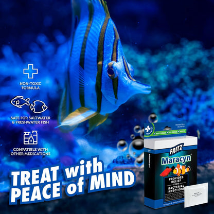 Fritz Maracyn - for Saltwater and Freshwater gram-Positive Relief from Bacterial gil, Popeye, More - Easy dose Packets, 20 Count