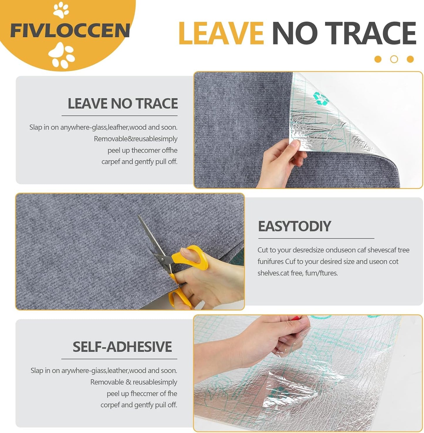 78.7"x15.8"Self-Adhesive Climbing Cat Scratch Protector Pads - Trimmable Furniture Guard for Sofa, Walls & Floors, DIY Cat Tree/Tower/Bed, Replaceable Scratch-Resistant Mats (Light Gray)