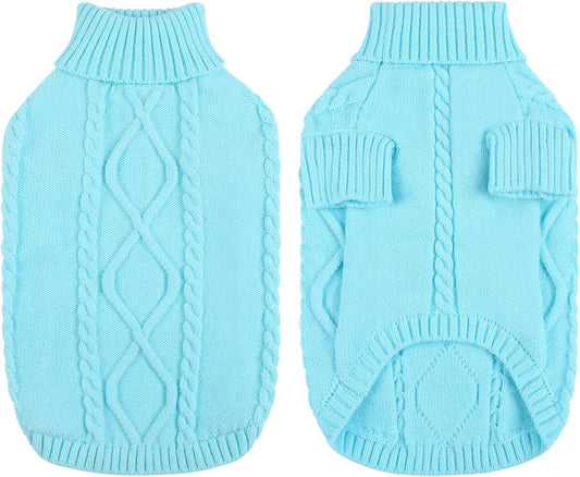 Queenmore Dog Sweater for Large Size Pet,Pitbull Dog Sweater,XXL Doggy Sweater for Labrador Retriever,Cold Weather Warm Knitted Pet Sweatershirt for Boy Girl Dogs (Sky Blue,2XL)