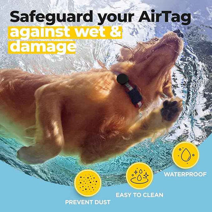3-Pack Waterproof Airtag Holder Dog Collar - Soft Silicone, Durable, Lightweight, Tear Resistance Holder - Fits Most Collars