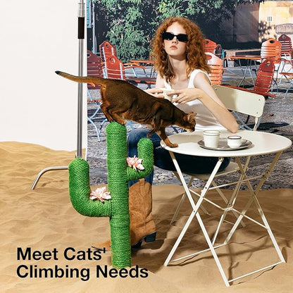 VETRESKA Cat Scratchers for Indoor Cats Cactus Cat Scratch Post Jute Rope, 31.5'' Tall Green Vertical Cactus Cat Tree Scratching Posts Protect Furniture