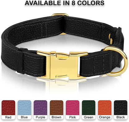 Leather Airtag Dog Collar - Soft Tracking Dog Collar with Apple AirTag Holder and Metal Buckle - Safety GPS Pet Collars for Small Medium Large Dogs Puppy Pink Red (Black, XL, 20"-25" Neck Fit)