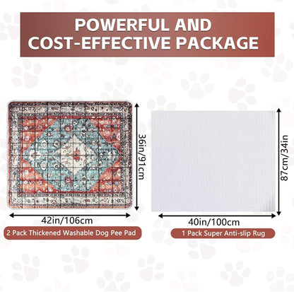 Washable Thickened Pee Pads for Dogs, 2 Pack (36"x42") Upgrade Reusable Puppy Pads with Non-Slip Rug, Super Absorbent Leakproof Puppy Training & Whelping Pads for Dogs, Doggie