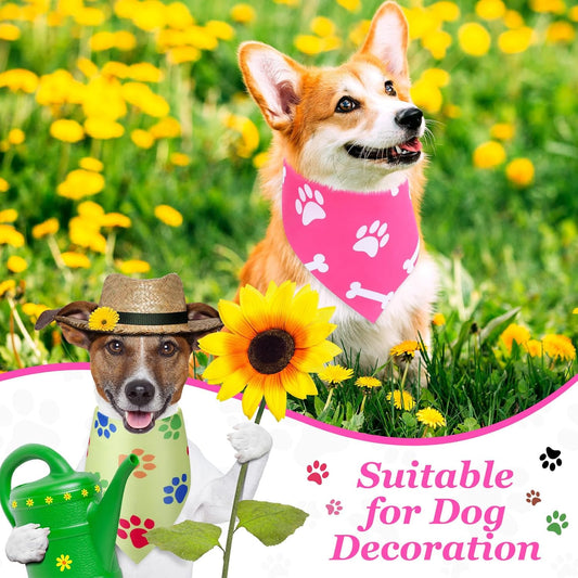 Abbylike 50 Pcs Paw Print Dog Bandanas Bulk Cute Footprint Bandanas for Dogs Triangle Kerchief Bib Scarf for Pets Halloween Party Costume Photo Props Daily Accessories Pet Shops (25.6 x 17.7 x 17.7)