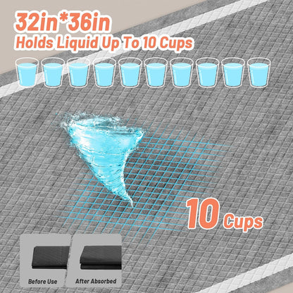 40PCS Charcoal Pee Pads for Dogs 32"x36", Extra Large Odor-Control Carbon Puppy Pads, Ultra-Absorbent & Quick Dry, Thicken Potty Training Pads for Doggie Cats Rabbits, Black Pet Piddle Pad