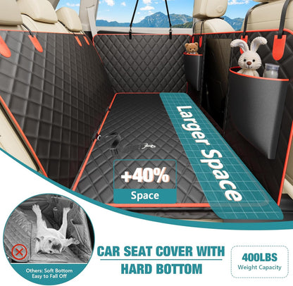 Waterproof Dog Car Seat Cover for Back Seat – Heavy Duty Back Seat Extender for Dogs with Hard Bottom, 7-Layer Protection, Non-Slip & Scratchproof, Easy to Install (Red) - Pawvie