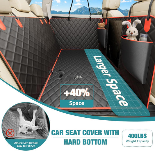 Waterproof Dog Car Seat Cover for Back Seat – Heavy Duty Back Seat Extender for Dogs with Hard Bottom, 7-Layer Protection, Non-Slip & Scratchproof, Easy to Install (Red) - Pawvie