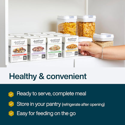 JustFoodForDogs Pantry Fresh Wet Dog Food Complete Meal or Dog Food Topper, Turkey & Whole Wheat Macaroni Human Grade Dog Food Recipe - 12.5 oz (Pack of 12)