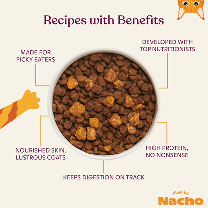 Made by Nacho Dry Cat Kibble 10lb Bag, High Protein Premium Cat Food with Freeze Dried Pieces, Sustainably-Caught Salmon, Whitefish & Pumpkin, Limited Ingredients, Single Bag