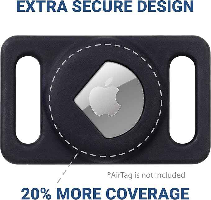 GoTags Designed for Airtag Engraved Dog Collar Holder, Personalized Airtag Case for Pet Collar, Up to 2 Lines of Custom Text, Slide On Tag for GPS Dog Tracker, Compatible with Apple iPhone, Large