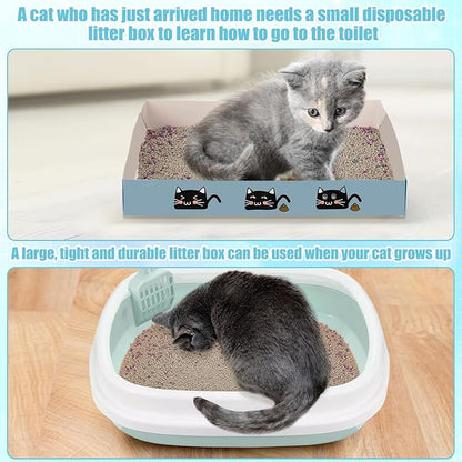 40 Pcs Kitten Starter Kit for Indoor Cats Include Litter Box, Carrier, Cat Bed, Climbing Post, Scratch Pad, Hammock, Feed Bowls, Mat, Collars, Nail File and More for Kitten Supplies Welcome Gift(Blue)