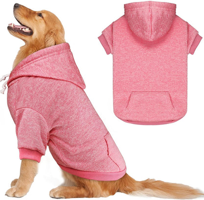 Dog Sweaters for Large Dogs Dog Hoodie Fleece Sweater Soft Pet Clothes Sweatshirt with Pocket Pet Hoodie for Large Dogs(Pink&XL)
