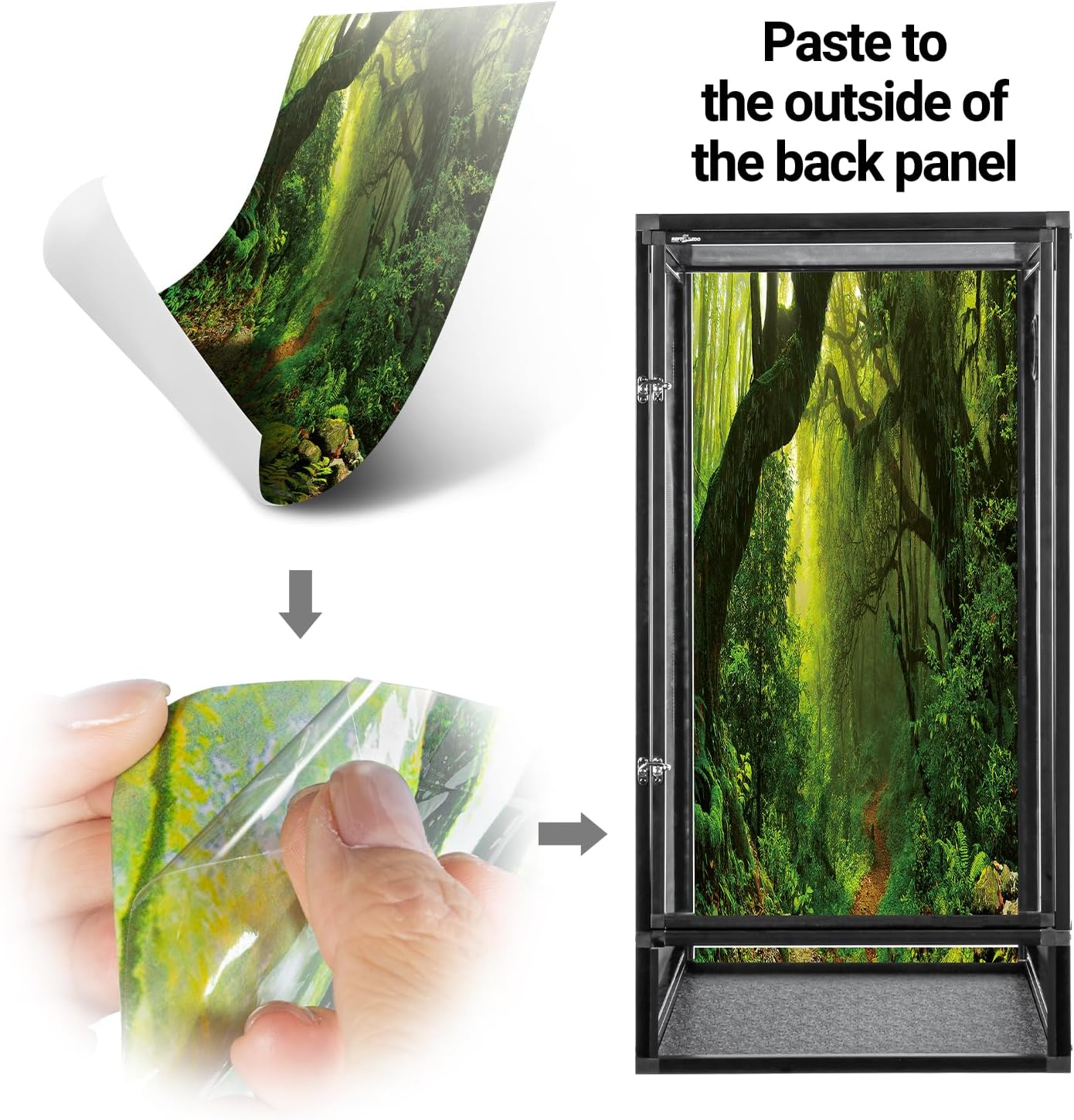 REPTI ZOO 18" x 18" x 36" Front Opening Chameleon Cage with 3-Sided Metal Mesh, 50 Gallon Screen Vertical Terrarium with Background Sticker, Tall Enclosure for Chameleon, Tree Frog, Arboreal Reptiles - Pawvie