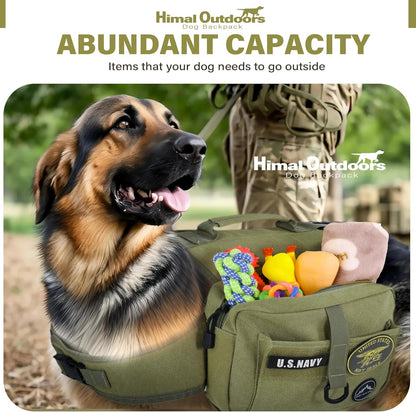 Himal Outdoors Dog Backpack & Saddle Bag, Tactical Hiking Backpack for Large Dogs with Side Pockets & Adjustable Strap