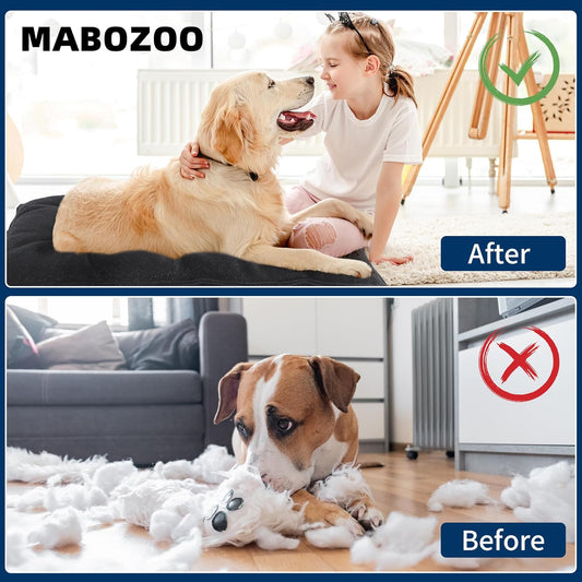 MABOZOO Chew Proof Indestructible Dog Beds for Aggressive Chewers,Durable Dog Crate Pad,Washable Tough Pet Mats for Kennel,Black,M 18x29 in